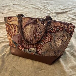 Brown Cat Tapestry Tote Bag